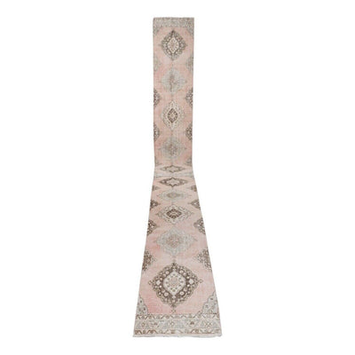 Neoclassical Style Vintage Turkish Oushak Runner, Extra-Long Hallway Runner