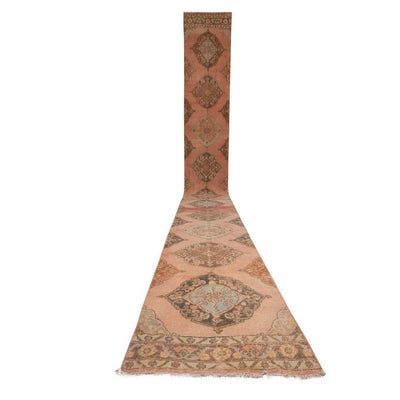 Vintage Turkish Oushak Runner With Eclectic Style 2'7" x 23'1"