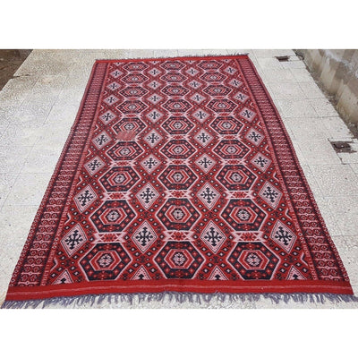 Vintage Handwoven Diningroom Office Size Cotton Turkish Kilim Rug  6 X 9 ft.