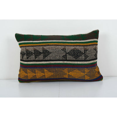 Vintage Mid Century Goat Hair Brown Kilim Pillow With Traditional Style