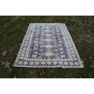 Rustic Style Vintage Turkish Oushak Area Rug with Rich Border 4'6'' X 6