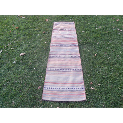 Vintage Organic Striped Turkish Kilim Runner 2'4'' x 8'4''