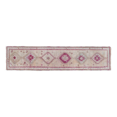 Handknotted Mid 20th Century Pink Vintage Herki Runner 2'8'' X 11'6''