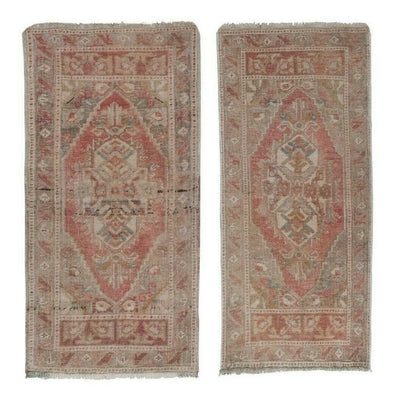 Vintage Fine Matching Twin Tribal Rugs, Wool Distressed Rugs, 2 Bedroom runners
