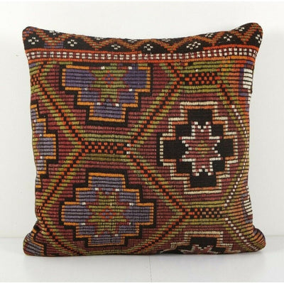 Square Oversize Turkish Kilim Pillow Cover, Kilim Rug Pillow Cover