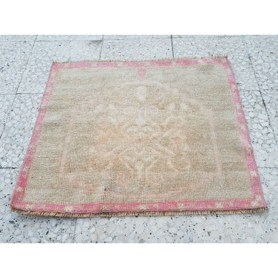 Contemporary Neutral Color Wool Oushak Bathroom Floor Table Rug Mat, 28'' x 23''