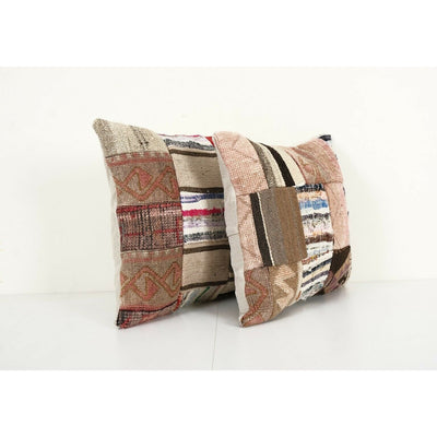 Set of Two Turkish Patchwork Kilim Pillow Cover