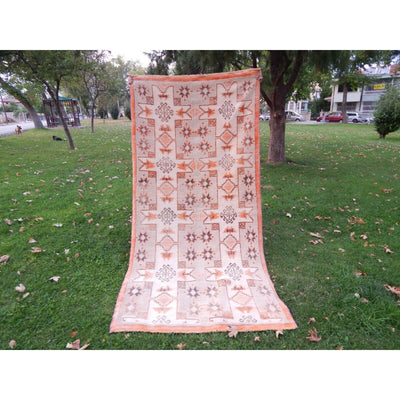 1940s Vintage Anatolian Tashpinar Oushak Wool Ushak Rug 4'2'' X 8'6''