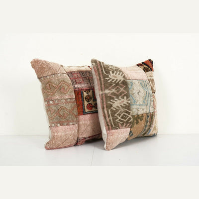 Patchwork Pillow Case Fashioned from a Vintage Turkish Wool