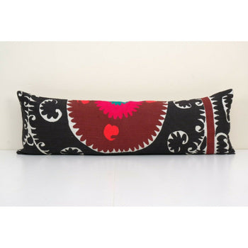 14'' x 41'' Oversize Suzani Bench Pillow Case Made from a 19th Century Suzani