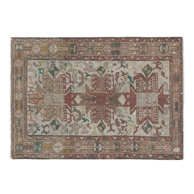 nimal Patterned Kilim Rug, Kids Room Embroidered Soumak Tapestry 3'3'' x 4'8''