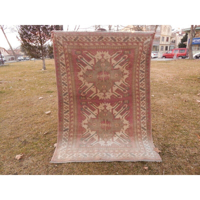 1930s Vintage Pastel Handknotted Turkish Oushak Rug - 4'9'' x 6'8''