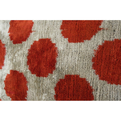 Ikat Red Polka Dot Pillow Cover - Silk Velvet Lumbar Pillow Cover - A Pair