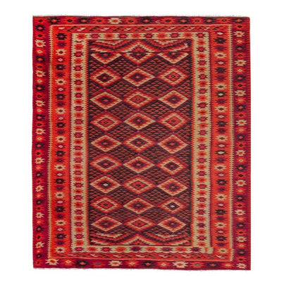 Bohemian Oversize Saloon Size Turkish Kilim Rug 9'11" X 11'7"