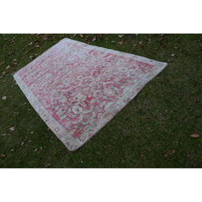 Vintage Floral Turkish Oushak Rug in Muted Colours 5'1" X 9'1"