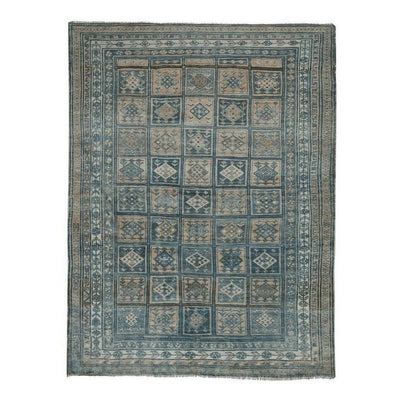 19th Century Shabby Chic Geometric Tribal Antique Caucasian Rug 7'3'' x 9'10''