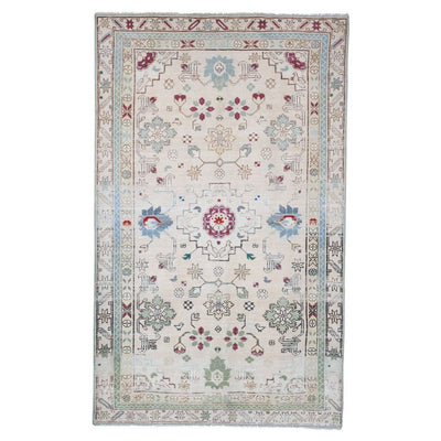 Distressed Handknotted Caucasian Rug 4'1" X 6'5"