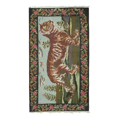 Vintage Tiger Kilim Rug - Animal Tapestry 6'8" X 9'4"
