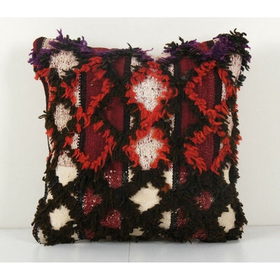 Vintage Handwoven Multi Color Turkish Flokati Rug Shagy Pillow Cover