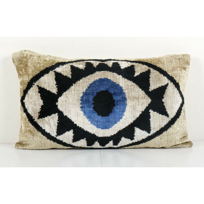 Handmade Ikat Eye Beige Pillow Cover