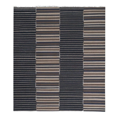 Large Striped Wool Kilim From Central Anatolia, Mid-20th Century