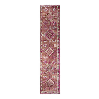 Decorative Oushak Turkish Runner With Geometric Design in Soft Muted