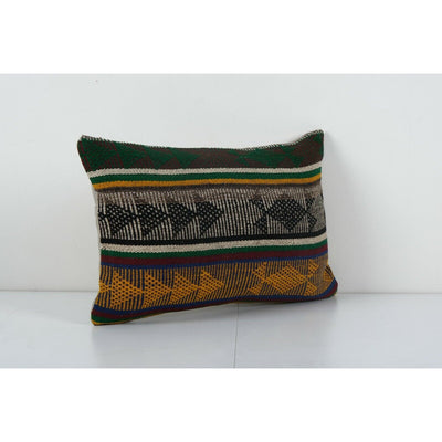 Vintage Mid Century Goat Hair Brown Kilim Pillow With Traditional Style