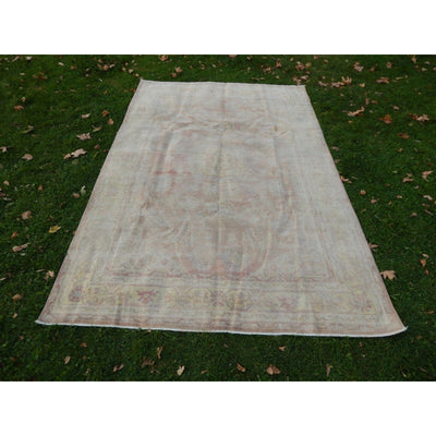 1950s Vintage Konya Karapinar Abstract Design Wool Handwoven Rug 6'9'' x 10'