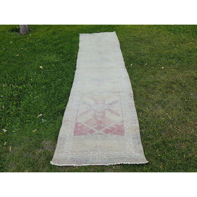 Mid 20th Century Faded Vintage Herki Runner - Designer Carpet