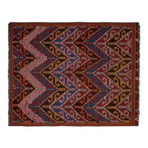 Turkish Small Master Embroided Jajim Kilim Rug 3' X 3'10"