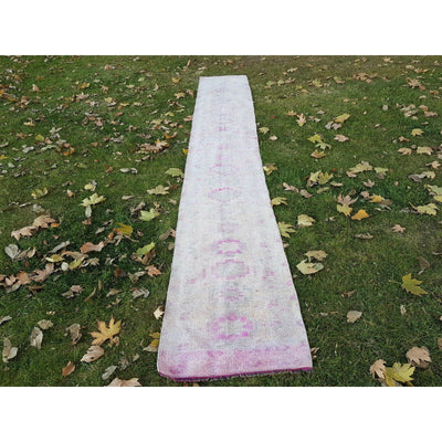 Vintage Long Kurdish Runner With Borders - Handknotted Wool Herki Carpet