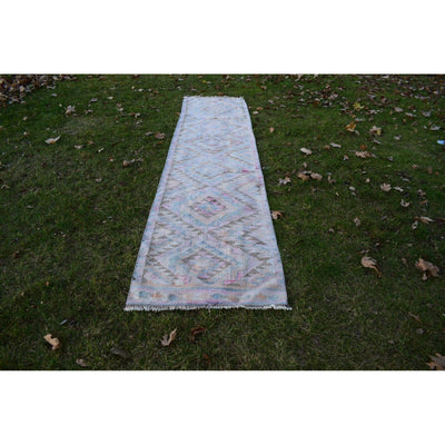 Vintage Kurdish Turkish Herki Kilim Runner - Geometric Organic Rug 2'6" X 11'6"