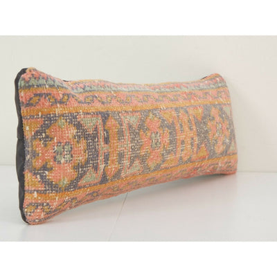 14" x 32" Distressed Turkish Oushak Rug Pillow - Vintage Bench Rectangular Rug