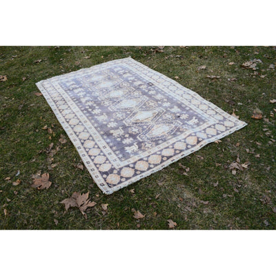 Rustic Style Vintage Turkish Oushak Area Rug with Rich Border 4'6'' X 6