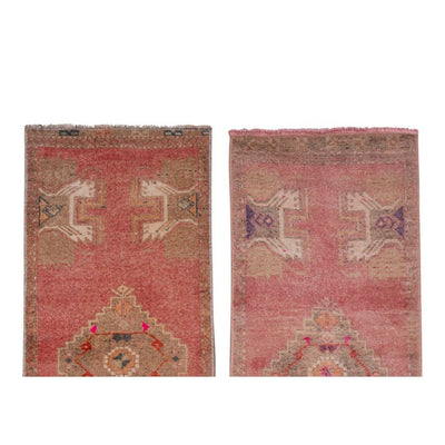 Distressed Matching Turkish Rug Mat, Set Kitchen Wool Vintage Carpet 1'6" X 3'8"