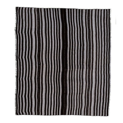 Vintage Striped Goat Hair Turkish Kilim Rug 6'4" X 7'6"