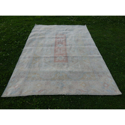 1960s Vintage Turkish Milas Rug- Decorative Neutral Muted Carpet 6'5'' X 8'12''