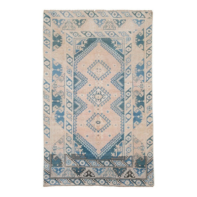 Vintage Hand Knotted Turkish Oushak Carpet with Antique 'Washed Out 3'11" X 6'1"