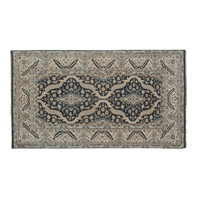 Handknotted Indigo Turkish Oushak Rug with Medallion 3'1" X 5'4"