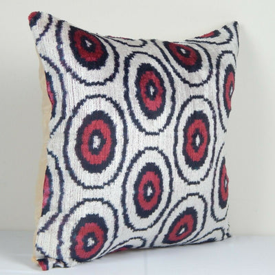 Velvet Silk ikat Pillow, Handmade Decorative Traditional Pillow 18" x 19''