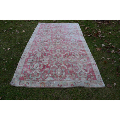 Vintage Floral Turkish Oushak Rug in Muted Colours 5'1" X 9'1"