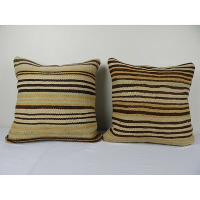 Striped Turkish Handmade Large Kilim Pillow 18" X 18"