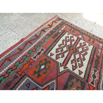 5.8FTX10.5FT Antique Caucasian Hand Made Flat Weave Shirvan Kilim 176CM X320CM
