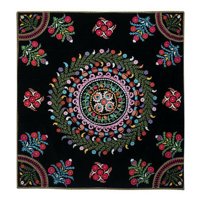 Vintage Square Suzani Velvet Wall Hanging Decor 6'6" x 6'10"