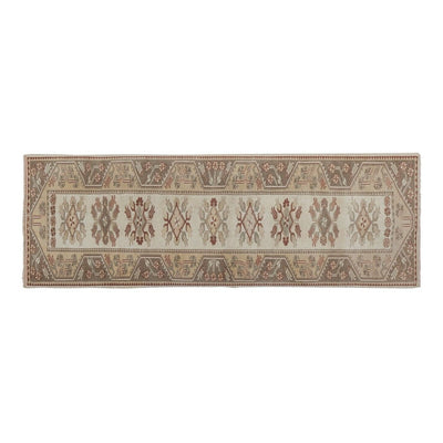 1970s Vıntage Turkish Oushak Handmade Wool Runner Rug 3'3'' x 9'3''