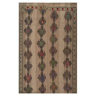 Vintage Turkish Geometric Karapinar Kilim Rug 4'7" X 7'5"