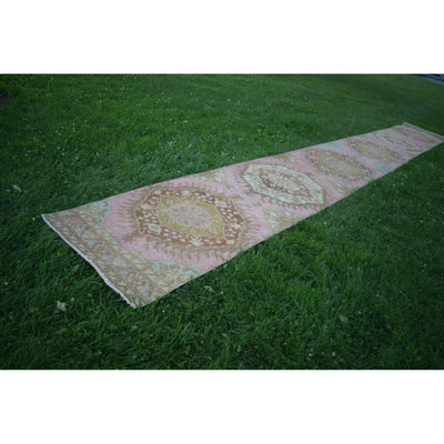 Neoclassical Style Vintage Turkish Oushak Runner, Extra-Long Hallway Runner