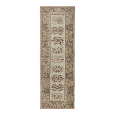 1970s Vıntage Turkish Oushak Handmade Wool Runner Rug 3'3'' x 9'3''