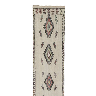 Mid Century Turkish Long Kilim Runner with Modern Design 1'11'' x 13'8''