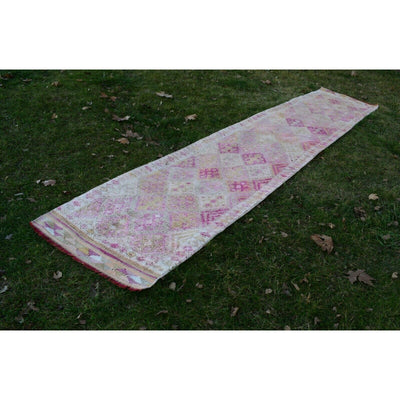 Handknotted Faded Turkish Oushak Runner - Stair Carpet 2.6 X 13.5 Ft